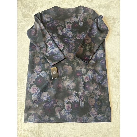 Women’s Clara Sun Woo Floral Dress Dark Purple Black 2 Pockets Plus 1X - Picture 14 of 16